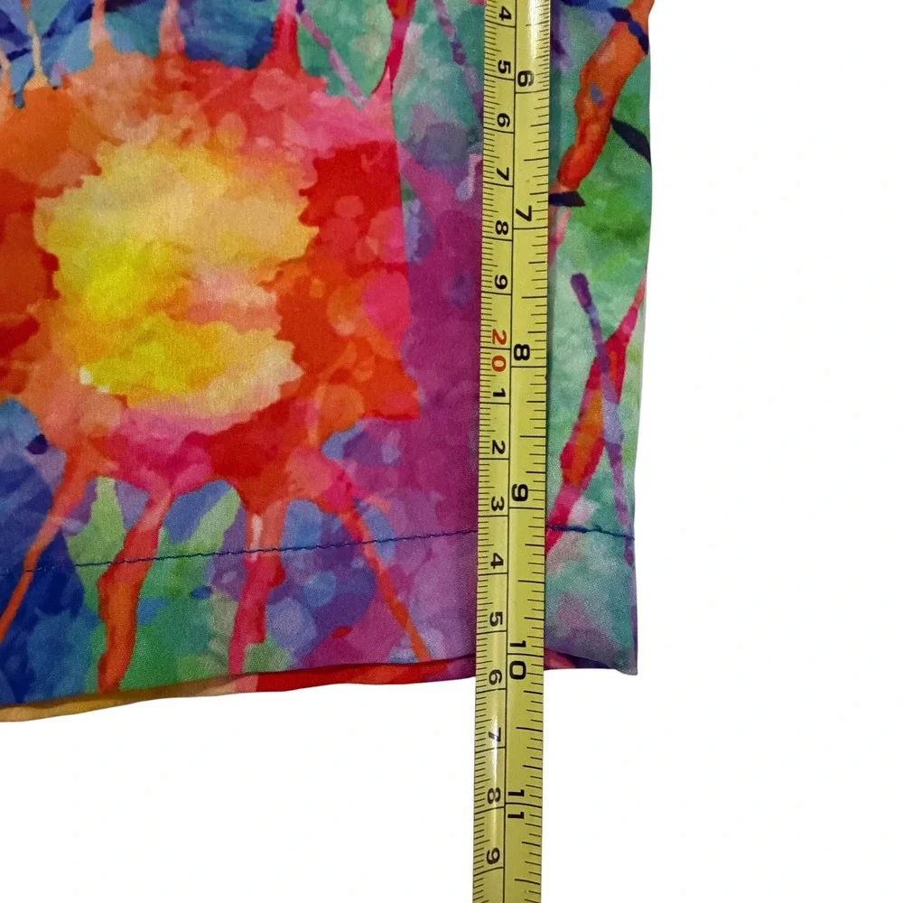 Hreski Mens Size 44 Watercolor Paint Splatter Golf Shorts Rainbow Stretch